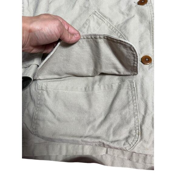 Vtg LL Bean H145 Coat M Tan Flannel Lined Primaloft Chore Barn USA Made 80s 90s - Picture 5 of 12